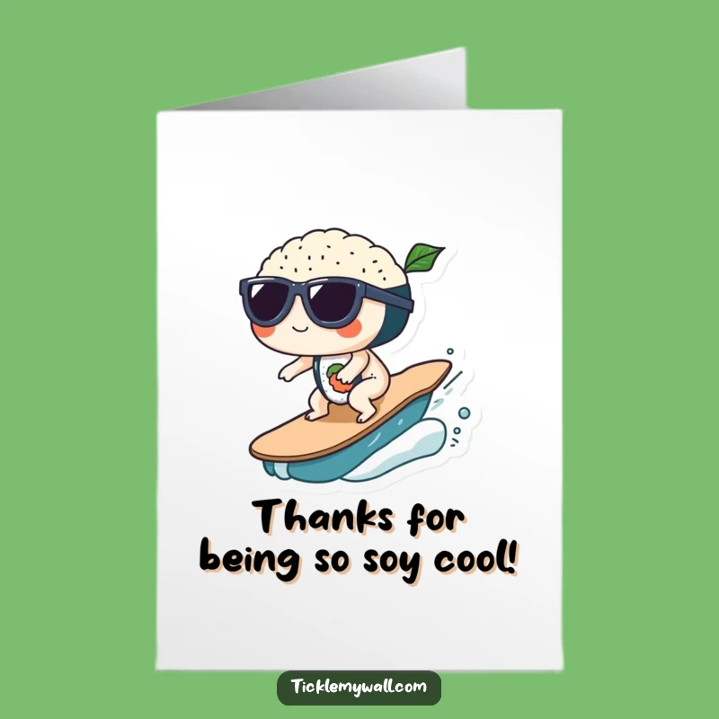 Free Printable Thank You Card: Cool Sushi Wave Riders for a Fun Downloadable Gift