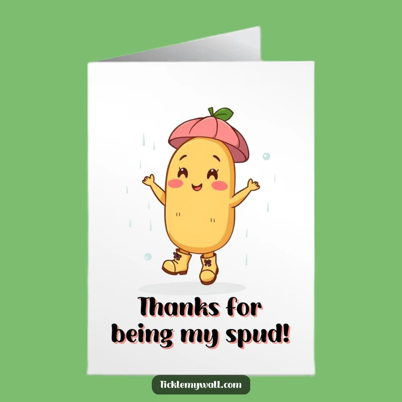 Free Printable Thank You Card: Happy Dancing Potato for a Cheerful Downloadable Gift
