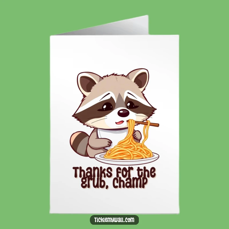 Free Printable Thank You Card: Raccoon Spaghetti Thanks - Quirky Downloadable