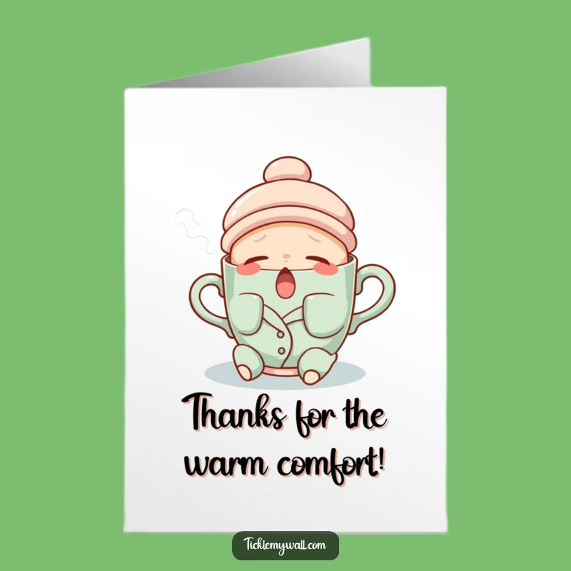 Free Printable Thank You Card: Sleepy Teacup Yawn, Cozy Funny Downloadable Gift
