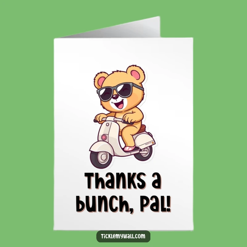 Free Printable Thank You Card: Teddy Bear Scooter Driver Downloadable