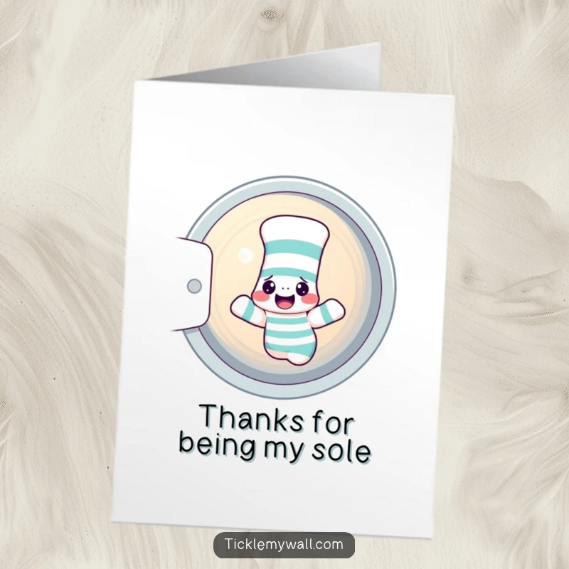 Funny Free Printable Thank You Card featuring a confused sock and a sock puppet in a dryer.