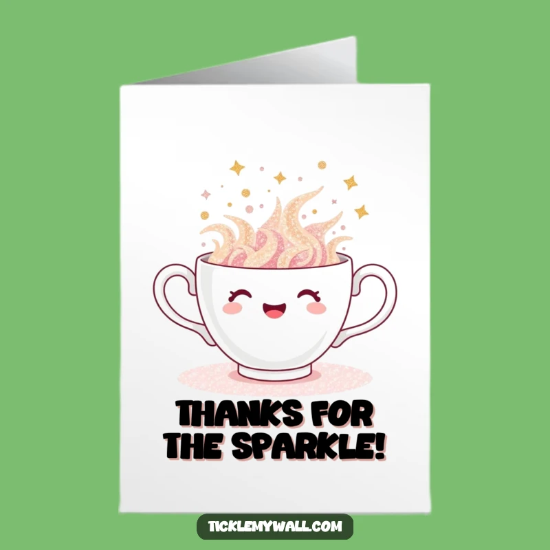 Free Printable Thank You Card: Glitter Teacup Overflow Thank You Downloadable