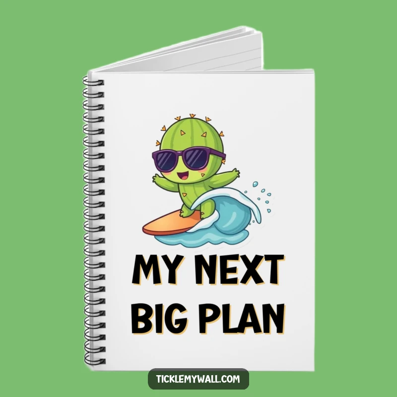 Funny Cactus Surfing Notebook - Jot Down Cool Ideas with a Smile!
