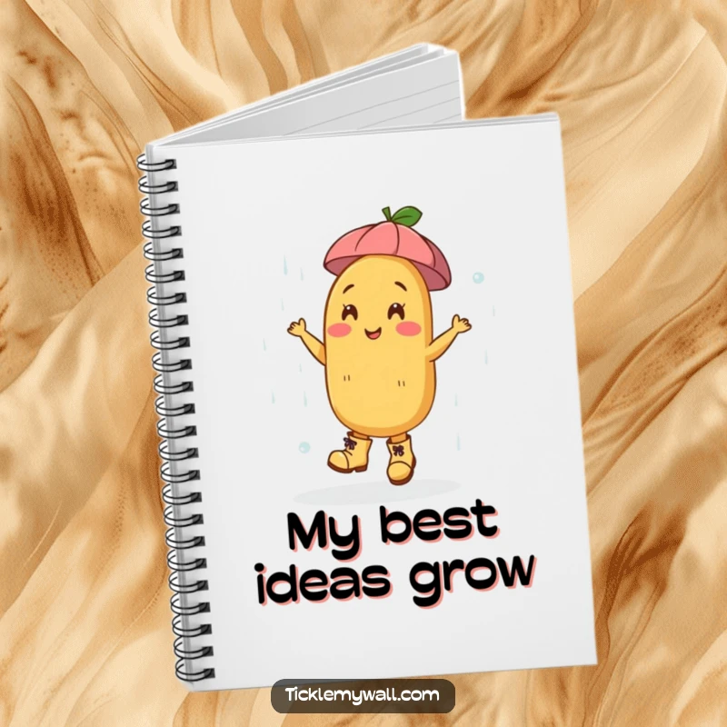 Funny Dancing Potato Boots Rain Notebook: Happy potato in boots dances in rain, perfect for funny notes.