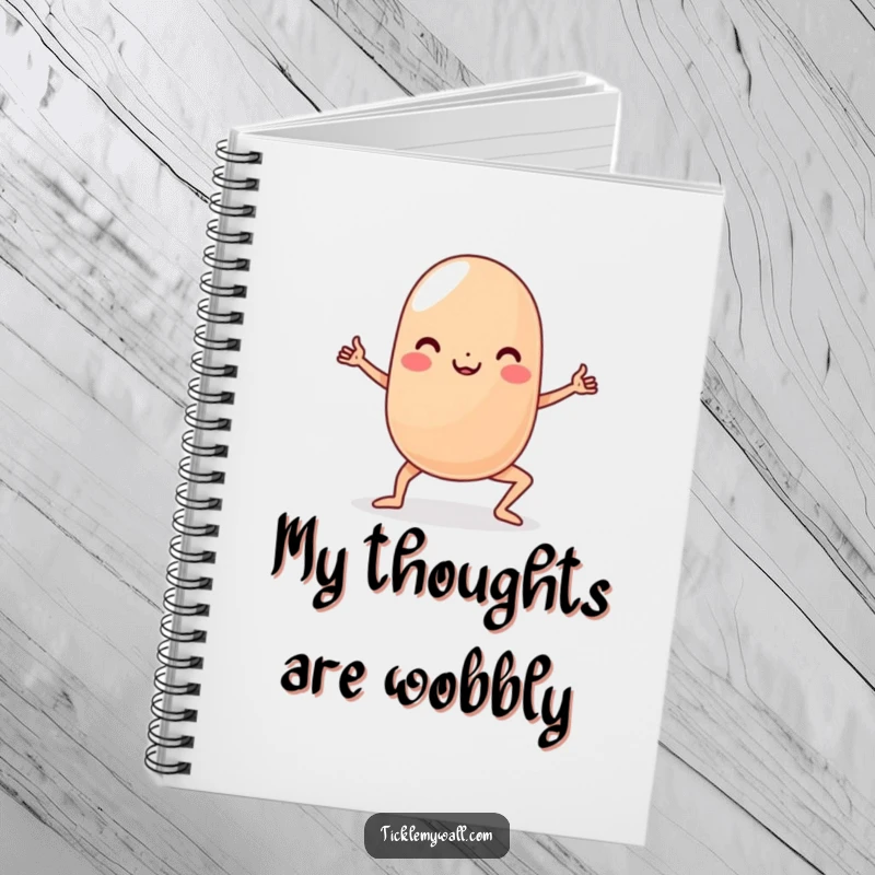 Funny Yoga Jelly Bean Notebook: A wobbly jelly bean character doing yoga, inspiring creative and humorous thoughts.