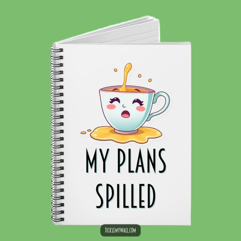 Funny Teacup Surprise Notebook: Cheerful Character Spills Tea, Jot Down Funny Ideas