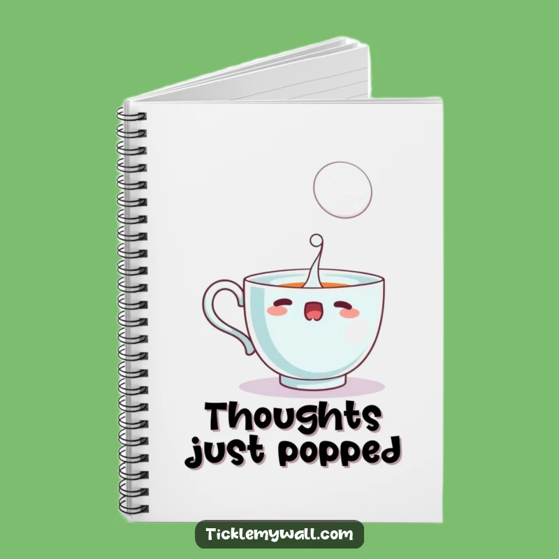 Funny Startled Teacup Notebook, Spilling Thoughts Journal, Hilarious Stationery