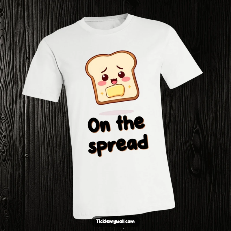 Funny t-shirt showing determined toast floating towards butter, representing the relentless pursuit of breakfast perfection.