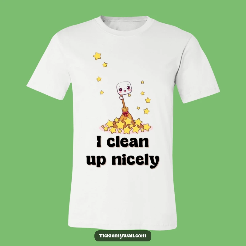 Funny Happy Broom T-Shirt: Wearable Magic with Giggling Star Art