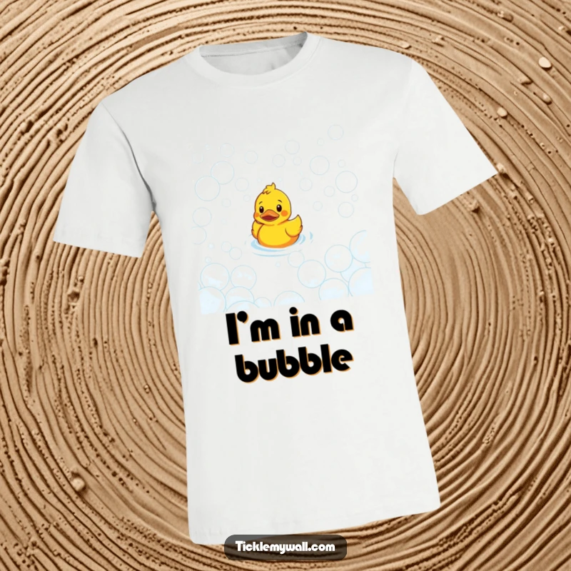Funny Confused Duck Bubble Maze T-Shirt: A rubber duck is confused in a bubble maze, a funny shirt.