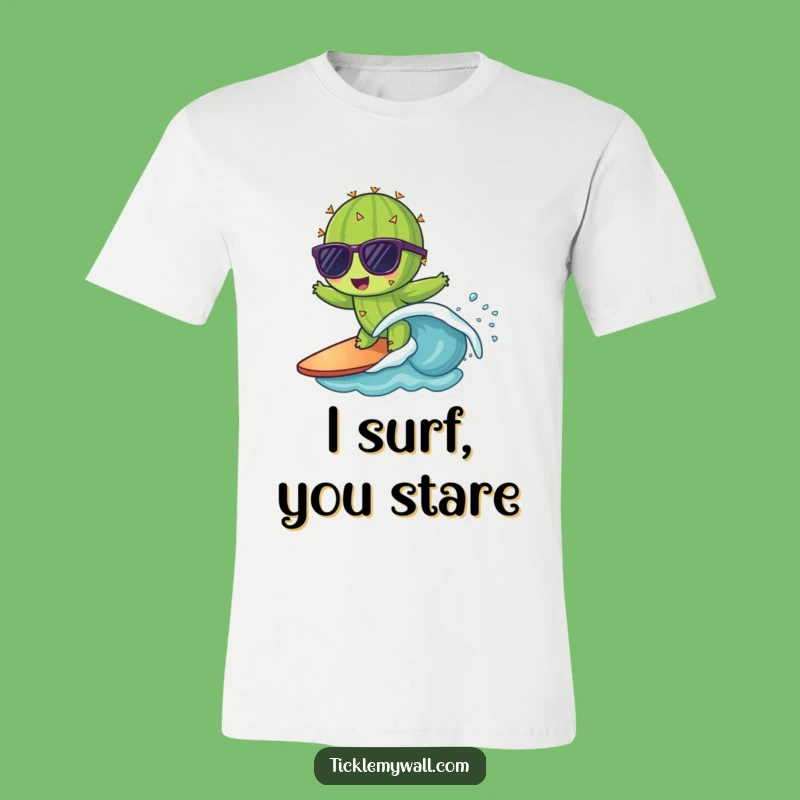 Funny Cactus Surfing T-Shirt - Cool Desert Vibes Gift for Him or Her