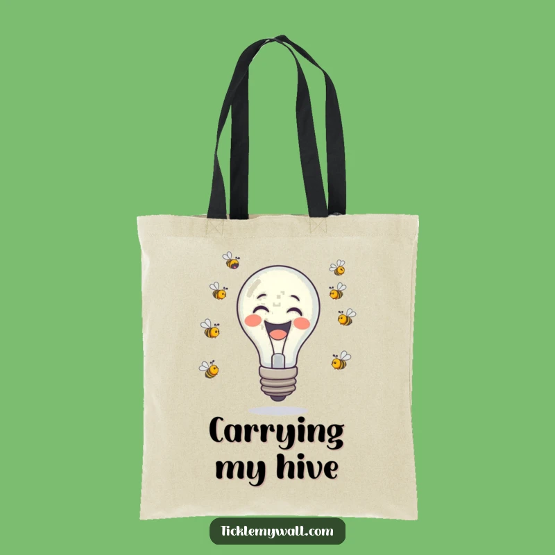 Funny Laughing Lightbulb Bees Tote Bag - Stylish & Humorous Accessory