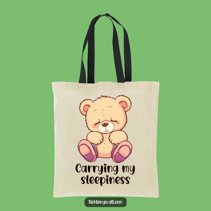 Funny Sleepy Teddy Bear Tote Bag: Carry Your Essentials with Adorable Silliness
