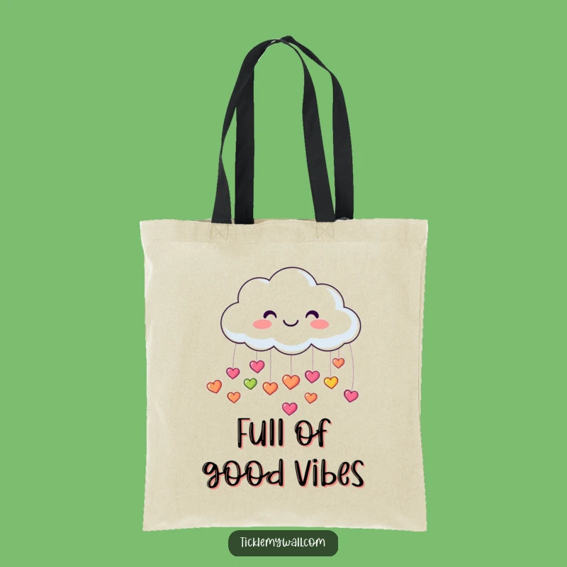 Funny Smiling Cloud Tote Bag: Raining Hearts, Carry Joy, Perfect Gift