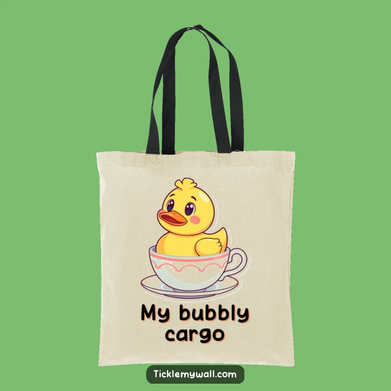 Funny Rubber Ducky Teacup Tote Bag: Surprise Bath Fun Print, Practical Funny Gift