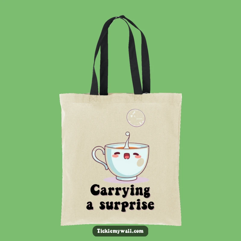 Funny Startled Teacup Tote Bag, Bubble Spill Accessory, Versatile and Hilarious Gift