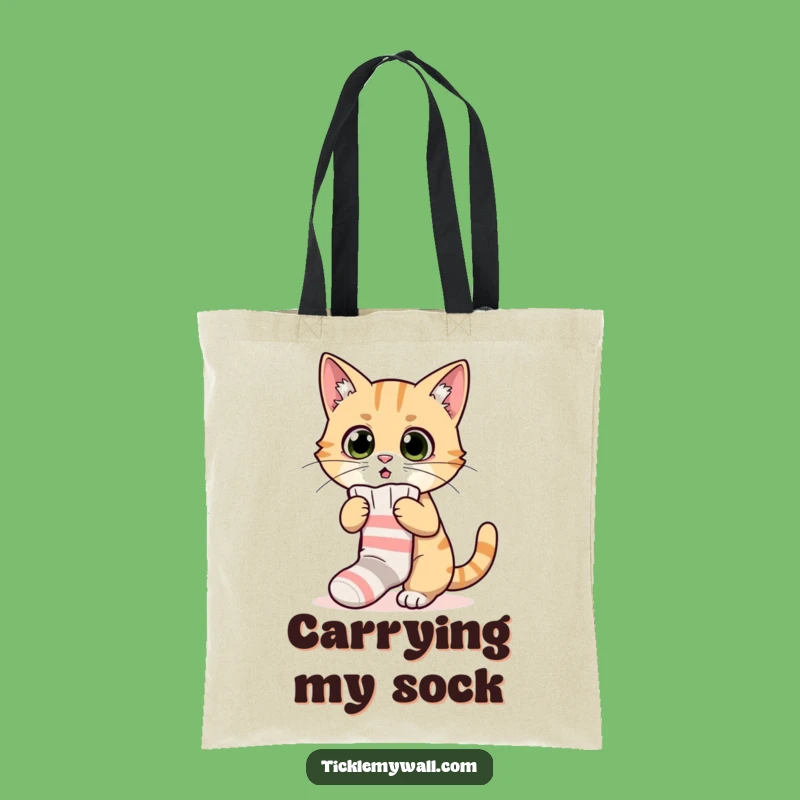 Funny Surprised Cat Sock Tote Bag: Carry Your Laughs in Style