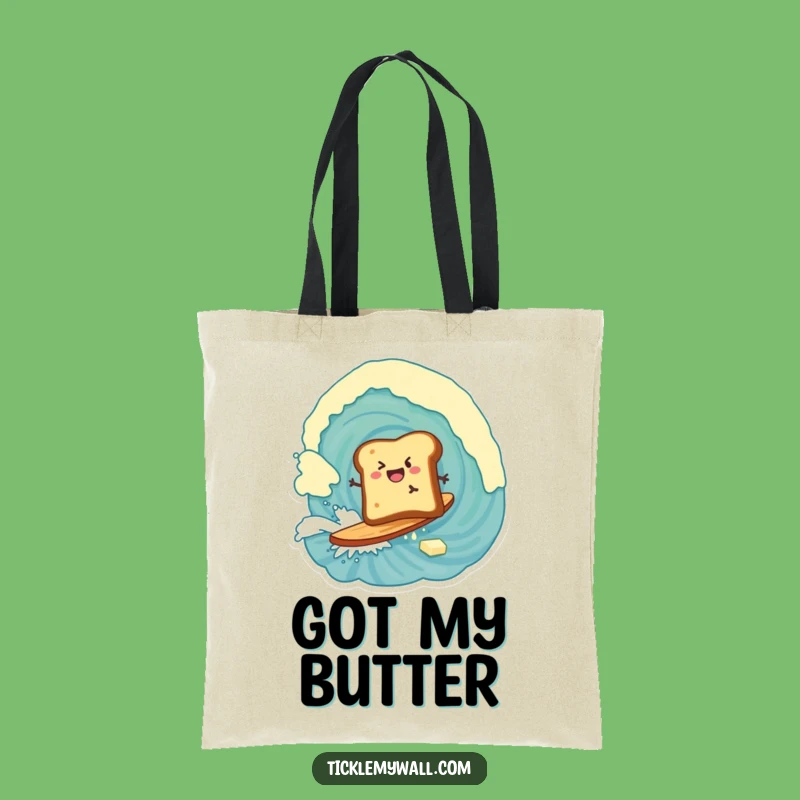 Funny Toast Surfing Butter Tote Bag Gift - Carry Your Breakfast Zeal!