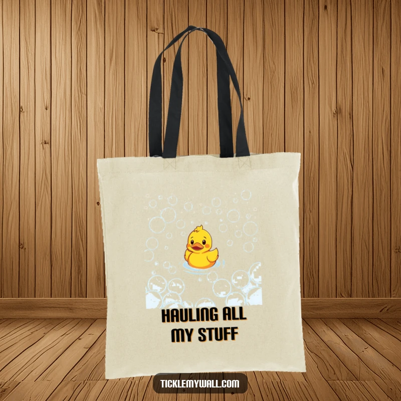 Funny Confused Duck Bubble Maze Tote Bag: Confused duck in bubble maze, a funny tote.