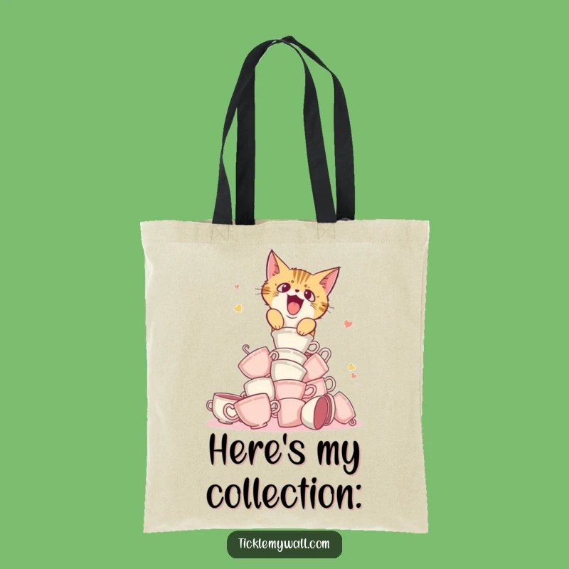 Funny Cat Teacup Tote Bag - Carry Your Chaos with Feline Flair!