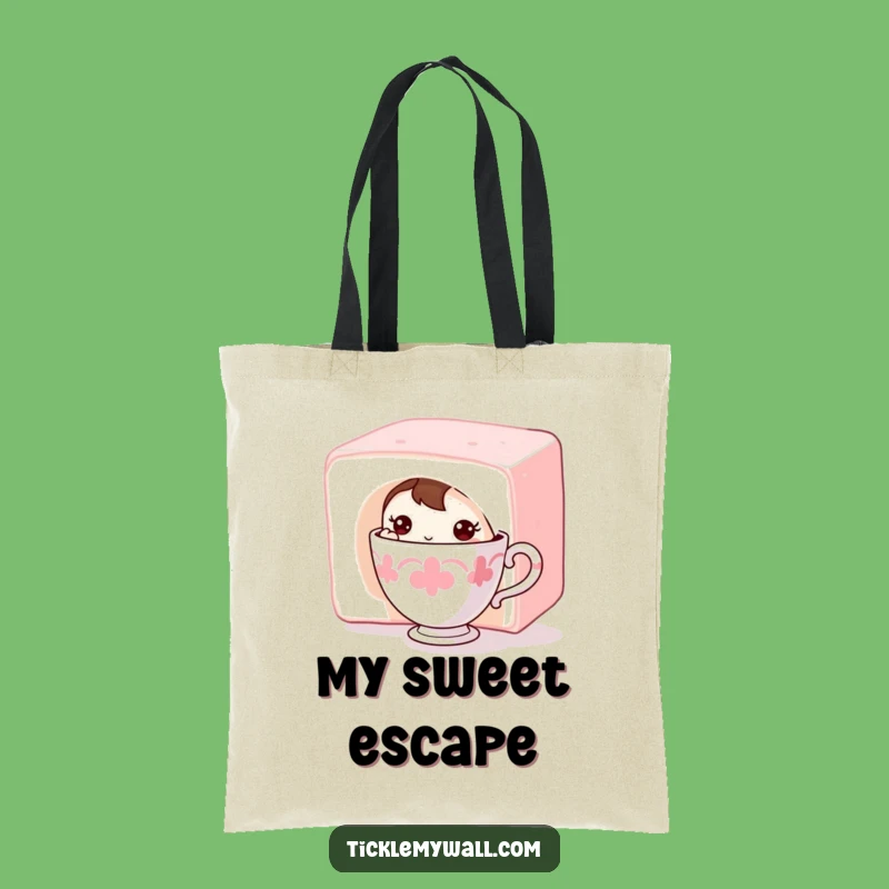 Funny Shy Teacup Tote Bag Carry Your Sweetness Discreetly